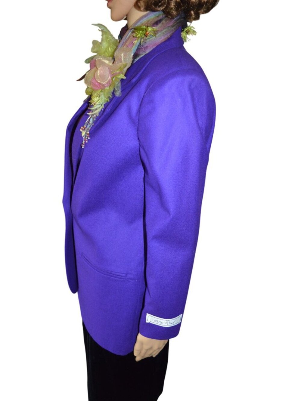 NWOT Vintage 90s Sag Harbor Royal Purple 100% Wool Blazer Women's Size 6 Petite - Picture 2 of 9